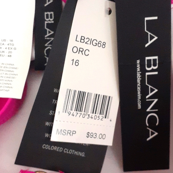 La Blanca Island Goddess pink tankini swimsuit top size 16 - Picture 4 of 4